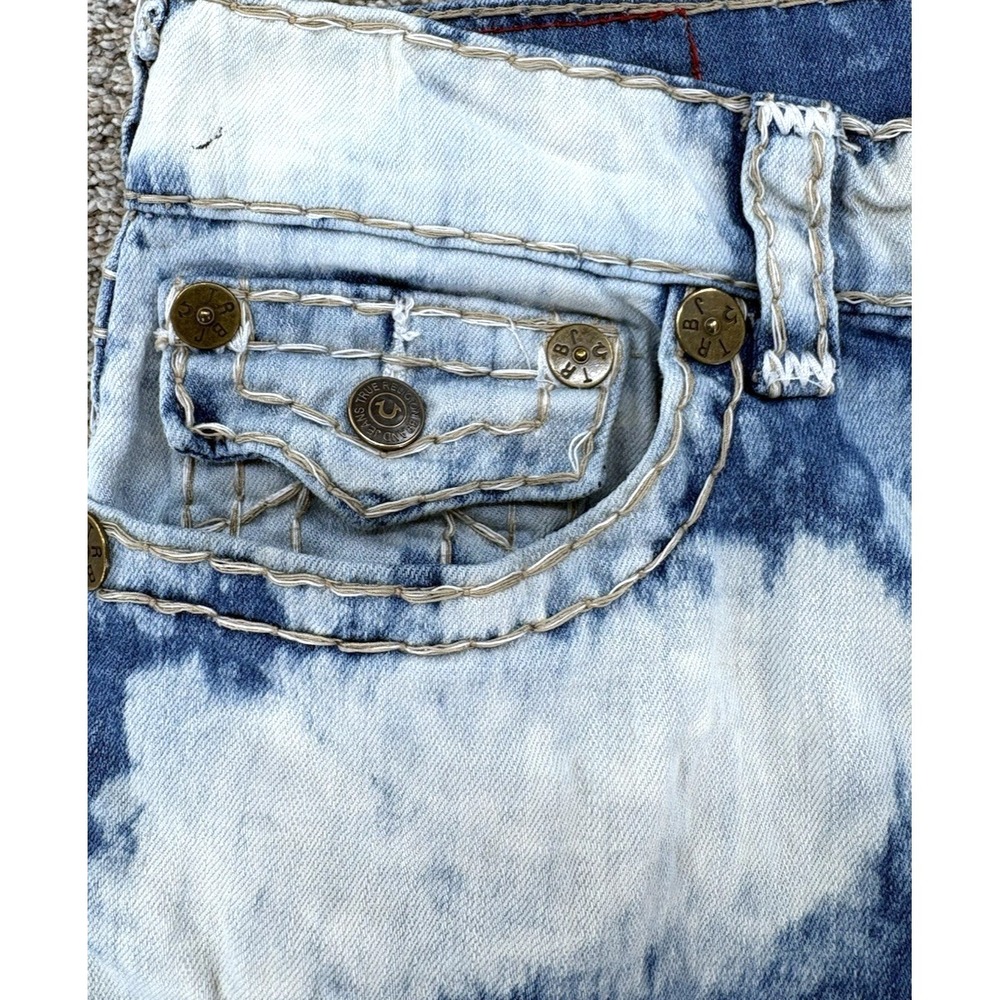 TRUE RELIGION Ricky Relaxed Denim Jean Shorts Mens 32 /11" Blue Acid Bleach Wash - Picture 7 of 10